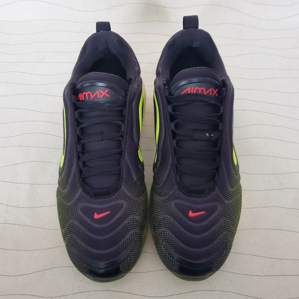 Nike Youth Air Max 720 Retro Future Size 7Y Black Volt Crimson Shoes AQ3196-005 - Picture 3 of 16